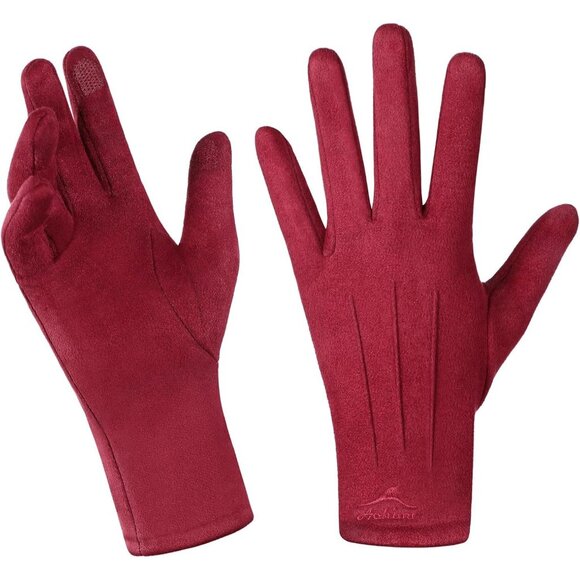 Women's Red Touchscreen Winter Warm Thermal Elastic Stretch Texting Gloves